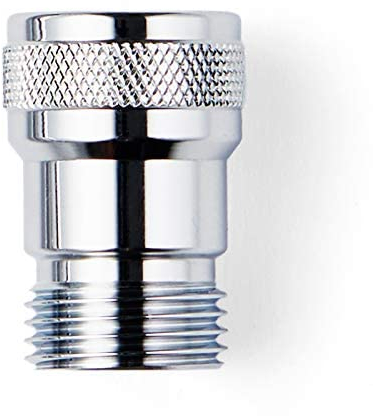 Preval® Duschventil vollversilbert Dusch-Wassersparer Wassersparventil 1/2 IG (Wassereintritt) x 1/2 AG (Wasseraustritt) mit versilberte Düse 2,8 mm und versilberter Gewindeplatte