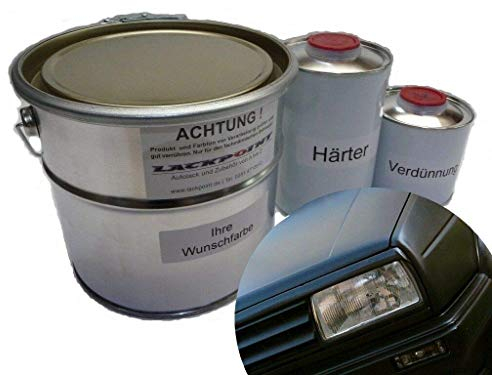 Lackpoint 2 Litri Set 2K Vernice per Auto Ral 9005 Nero Profondo Opaco Nessun Vernice Trasparente