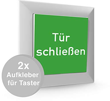 2 Stück Aufkleber für Taster Tür Schalter Tür schließen 52x52mm Folie grün made by MBS-SIGNS in Germany