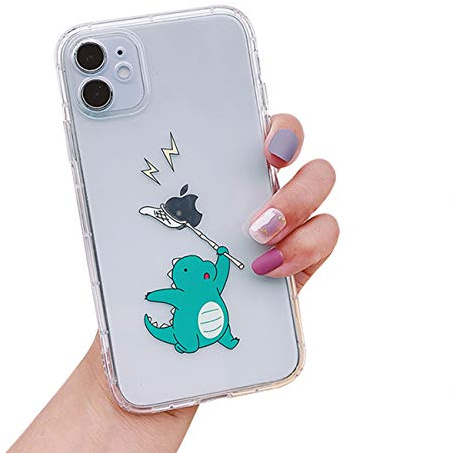 Bakicey für iPhone 12 Mini Hülle, Transparent Dinosaurier Muster Weiche Silikon Schutzhülle Case Cover für iPhone 12 Mini (5,4''), Dinosaurier grün