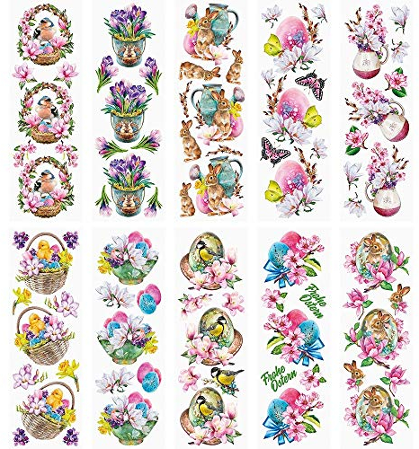 Ideen mit Herz Transparent-Sticker | 10 Bogen à 10 cm x 30 cm | Bunte Aufkleber zum Basteln & Dekorieren (Ostern | Ostergrüße 01)