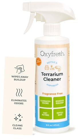 Oxyfresh Premium Terrarium Cleaner – Professional Amphibian and Reptile Terrarium Smell Eliminator – Safe & Quickly Removes Waste & Odors – Streak Free Glass – Bleach Free