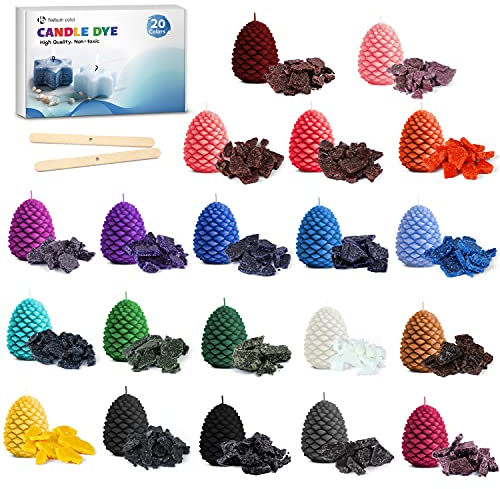 Hiebum Colorantes para Velas - 20 Colores Sólidos para Fabricación de Velas DIY - Tintes Concentrados para Cera de Soja, Cera de Abeja, Parafina y Gel - Ideal para Aromas y Creaciones Personalizadas