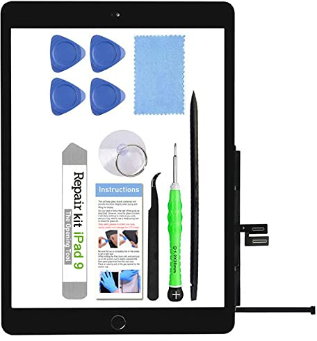 TSIOFO Kit de réparation d'écran Tactile pour iPad 9 (9ème génération 2021) A2602 A2603 A2604 A2605 avec Bouton Home et Outils – Uniquement pour iPad 9 9ème génération (Noir)