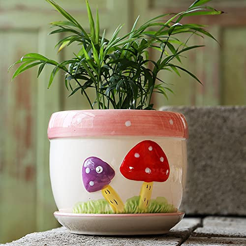 WLBHWL Pots De Fleurs, Pots De Plantes en Céramique De Cylindre De 8,6 Pouces avec Soucoupe Connectée, Jardinières en Céramique pour Succuelnt Et Petites Plantes De Serpent
