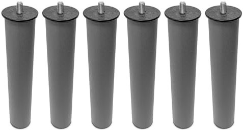 Somnia Descanso - Jeu de 6 Pieds de 27 cm de Hauteur Ronds filetés métalliques pour sommier ou Base tapissée, Robustes et Stable