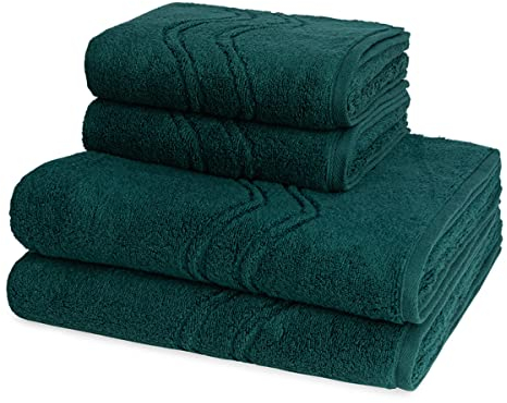 Ross - 4 teiliges Frottier-Set - Cashmere Feeling (2 X Handtuch 2 X Duschtuch im Set) - 520 g/m2 - Baumwolle - Walkfrottee - saugstark - weich und flauschig - Moosgrün