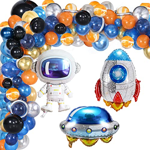 Astronauten Raketen Folienballon, 83 pcs, XiXiRan Weltraum Geburtstag Party Dekoration, Astronaut Geburtstagsdeko, Weltraum Kinder Ballon, Weltraum Ballonbogen Girlande, Astronaut, Rakete, Raumschiff
