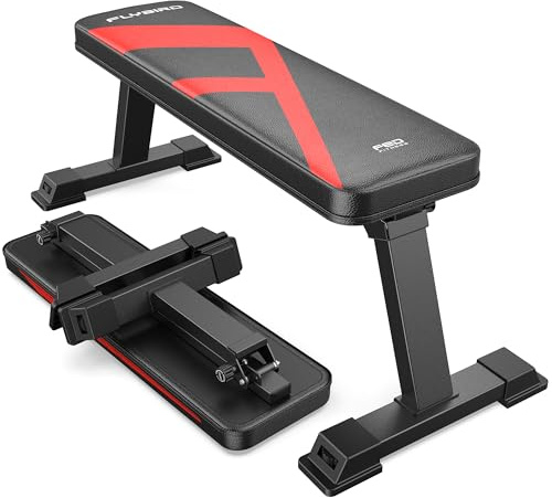 FLYBIRD Flat Bench, Foldable Flat Weight Bench, Stable for All Types of Strength Training & Bench Presses, Easy to Assemble for Home Workouts, Max Load Capacity 300KG