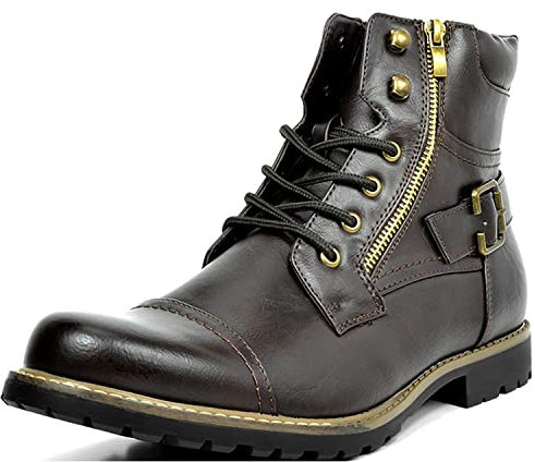 Stivali Stringati Uomo Classici Morbida Antiscivolo Vintage Stivali da Motociclista Combat Comode Moda Esterno Biker Boots 38-48 (Marrone,48)