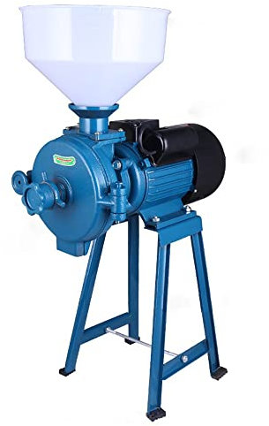2200 W Molinillo de cereales eléctrico con embudo, molinillo de amapola azul, molinillo de café, grosor ajustable, eficiente, para moler maíz, arroz, trigo, sorgo y café