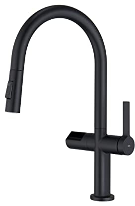 Mice - Grifo de cocina monomando extraíble con sensor de movimiento y panel digital - grifos mezcladores fríos y calientes extraíbles flexibles SERIE TURIN Negro Mate - GCE021/NG