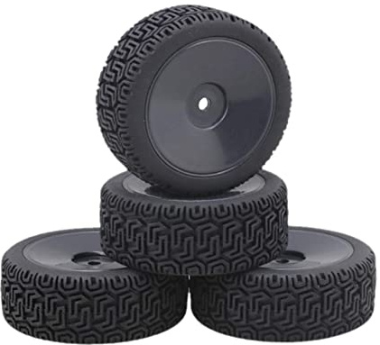 pistro 4 Stück RC Reifen 66mm RC Gummireifen Set für WLtoys 144001 1/14 RC Auto und 1:18 1:16 1:10 RC Buggy Crawler On-Road Cars Ersatzteile Zubehör - Schwarz
