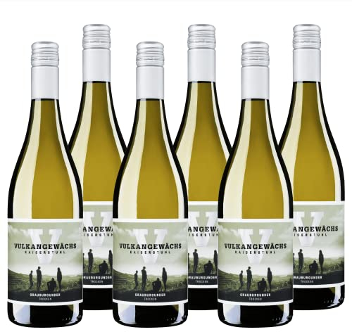 Vulkangewächs Kaiserstuhl Grauburgunder QbA trocken - SILBER 2025 AWC Vienna - Weißwein trocken mit zarten Fruchtaromen nach Pfirsich, Apfel & Zitrus - Badischer Wein (6 x 0,75 l)