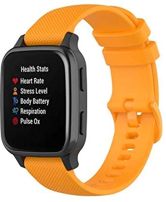 Ersatzbänder für Garmin Venu Sq 2 Armband, Silikonarmband Wasserdichte Sportbänder Kompatibel mit Garmin Venu Sq 2/Venu/Venu Sq/Sq Music/Venu 2 Plus 43mm Wechselarmband (Gelb)