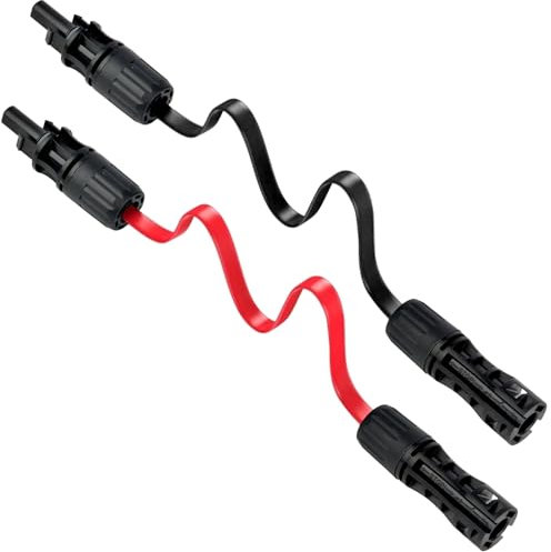 Solarkabel Fensterdurchführung 100cm, 1500V Balkon Photovoltaik Solarkabel Verlängerung, Solarkabel Verlängerungskabel(Rot/Schwarz), IP67 Solarstecker Waterproof Solar Photovoltaic Cable
