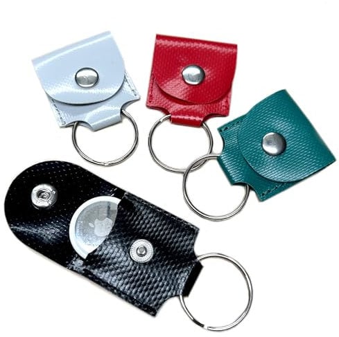 LKWPlane Etuis für Apple AirTag oder Hundemarke HAPPY | Leder Schutzhülle | AirTag Halter | AirTag Schlüsselanhänger | Pickholder | Handmade by Manufactica®