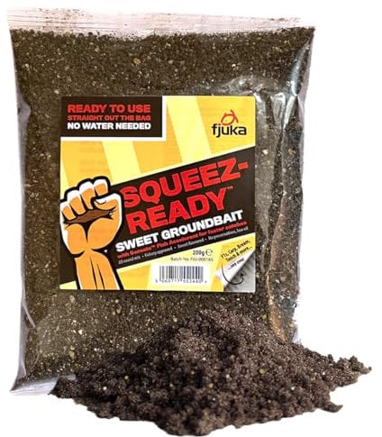 Fjuka Squeez-Ready Sweet Groundbait | Ready-prepped Multi-use groundbait | F1s, Carp, tench, bream, roach etc | 200g Bag