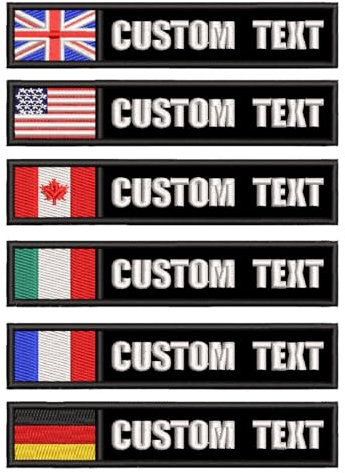 XREMB Personalisierte Nationalflaggen-Namensaufnäher, personalisierbar, Stickerei, Zahlenschild, taktische Abzeichen für Hut, Rucksäcke, Jacken, Hundeweste, Klettverschluss/zum Aufbügeln (schwarz), 2
