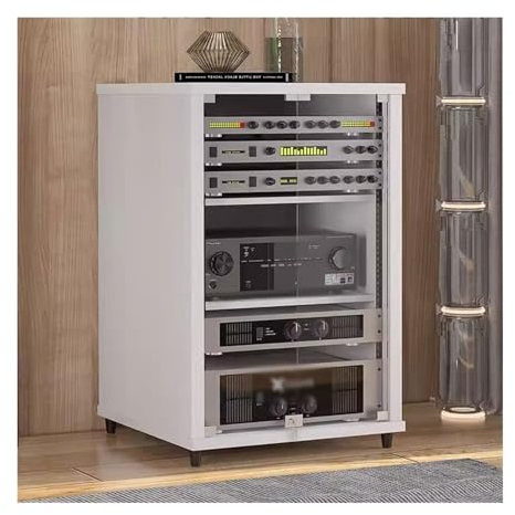 Pie para Altavoz Equipo de sonido de escenario, estante amplificador de Audio y vídeo, gabinete de aviación, tablero multicapa de madera maciza, gabinete amplificador Soportes de Altavoz(White,55*57*8