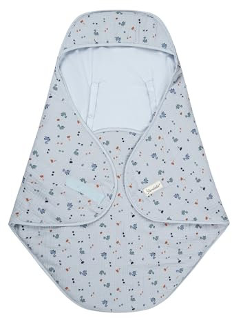Sterntaler Einschlagdecke Dino Rexi - Einschlagdecke mit Klettverschluss - passend für Babyschale, Kinderwagen oder Buggy - mit Hydrocool Futter, graublau