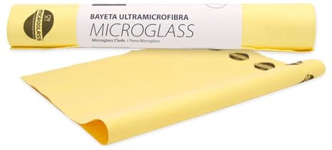 Maya Bayeta MICROGLASS con Precorte. Especial para Vajillas y Cristales. No Deja Marcas. Muy Absorbente y de Secado Rápido. 100% Microfibra. Rollo de 6 Unidades (Amarillo)