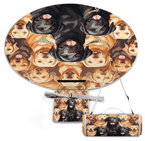 Runde Picknickmatte, Labrador-Retriever-Hunde, bedruckte Picknick-Matten, Reise-Picknick-Matten, modische Picknick-Matten, faltbare Picknick-Matten