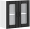 vidaXL Küchen-Hängeschrank mit Glastür Lucca Schwarz Holzwerkstoff, Wandschrank Küche, Wandschrank, Oberschrank, Küchenschrank, Hängeschrank