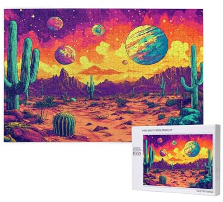 Kaktus Puzzle 1000 Teile Erwachsene, DIY Planet Puzzle Design für Erwachsene und Kinder ab 5 Jahren, HD Farbe Puzzel mit Geschenkbox Verpackung for Zimmer Deko Wohnzimmer, Geschenke für Frauen -2389