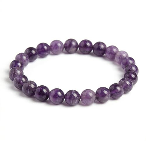 JoyasMinerales Bracelet en Améthyste | 100% Pierres Naturelles Authentiques | Confortable & Élégant | Fil Élastique Coréen + Boîte Cadeau Incluse (Améthyste, 10mm)