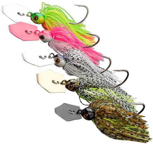 5 Stück 7g Chatterbait Kunstköder Set, Chatterbait Hecht Köder, Angeln Jig Spinner Set, Chatterbait Neuheit, Spinner Bait Shatter Bait, Für Barsch, Hecht, Forelle, Lachs Und Andere Raubfischköder (A)
