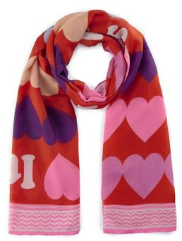 CODELLO Damen Schal aus recyceltem Polyester mit Herzen- und Schrift-Print