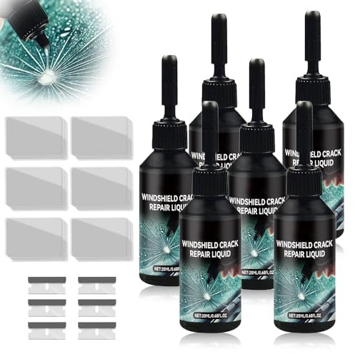 Kit Reparation Pare Brise, Kit de Réparation de Verre Fissuré, Colle Pare Brise Voiture Brise de Voiture Réparation Pare Brise, Toile D'araignée, étoile, Entaille, Croissant de Lune Demi Lune (6pcs)
