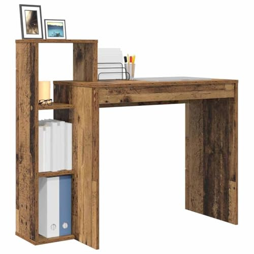 vidaXL Schreibtisch Altholz Holzwerkstoff 100 x 40 x 90 cm | Kompakte Größe passt überall hin, Stylisches Altholz-Finish, Drei geräumige Regale halten alles ordentlich