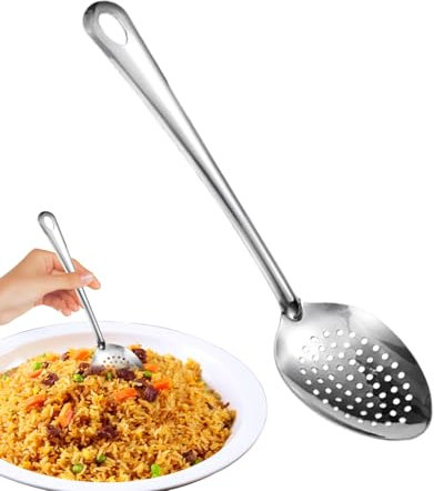 Écumoire de Cuisine,38CM Cuillère de Drainage | Passoire Spatule Louche Ustensile pour Mélanger Frire Maison Extérieur