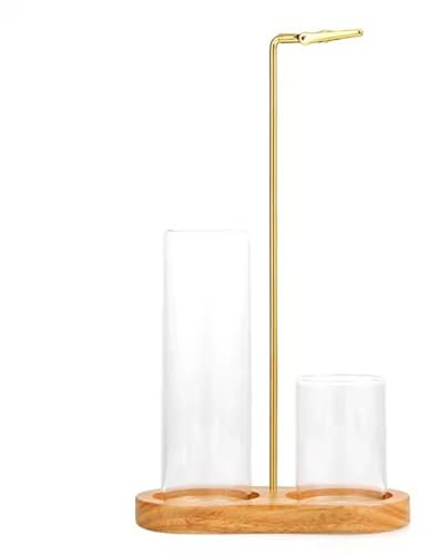Porte-encens 2 en 1 for Bâtonnets, Bougie en Verre À Suspendre À l'envers avec Rangement, Élégant Porte-encens avec Récupérateur de Cendres for la Méditation, Yoga, Spa(Natural Color)