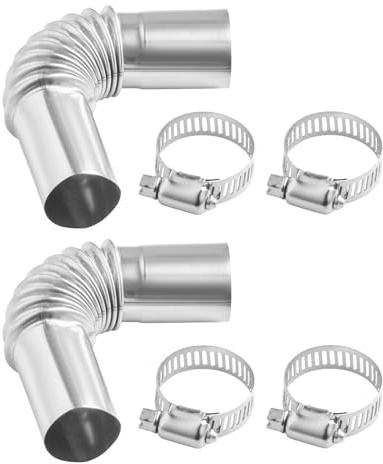 VEVOR Raccord Coudé pour Tuyau d'Échappement de Chauffage Diesel 25 mm 2PCs, Connecteur Coudé d’Échappement pour Réchauffeur de Stationnement 2 kW/5 kW/8 kW, en Inox, 4 Colliers de Serrage, Entretien