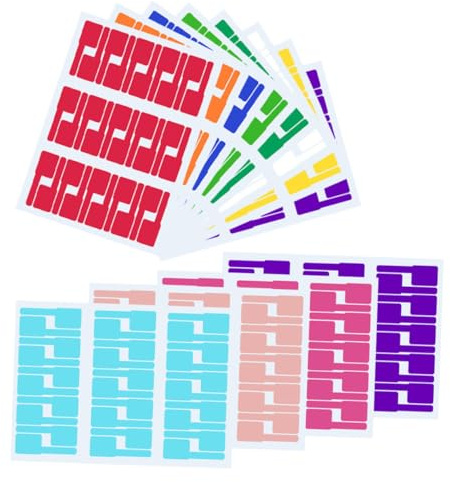 VANZACK 12 Blatt Teiliges Kabelbeschriftungsset Selbstklebend Bedruckbare Netzwerkkabel Etiketten in Bunten Farben Langlebig Reißfest und Flexibel für Kabelmanagement und
