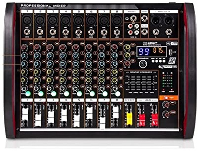 Mischpult, 8 Kanal Digital Mixer Mischpult USB Computer Power Live Broadcast Recording DJ Equipment Professional
