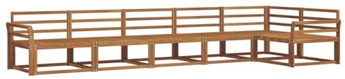 vidaXL Outdoor-Sofagarnitur 6 pcs Natur Massivholz Akazie, Garten Lounge Möbel, modernes Outdoor Sofa, langlebiges Patio Sectional Sofa, Akazien entspannendes Set für Komfort im Hinterhof