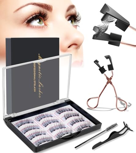 Magnetische Wimpern, 3D Magnet Fake Lashes, Magnetwimpern Ohne Eyeliner, Künstliche Magnetic Eyelashes, Wiederverwendbar Lash Extension Set mit Zange, Einfach zu Tragen (3)
