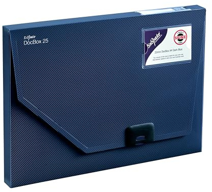 Snopake A4 DocBox Dark Blue 25mm Box File with Push Lock [Pack of 1] Ref: 12845