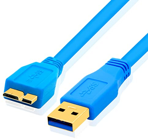 BIGtec 5m USB 3.0 micro USB Kabel Datenkabel Festplattenkabel USB micro B Stecker zu USB 3.0 Stecker blau 5Gbit/s Ladekabel für Handy Smartphone externe Festplatte
