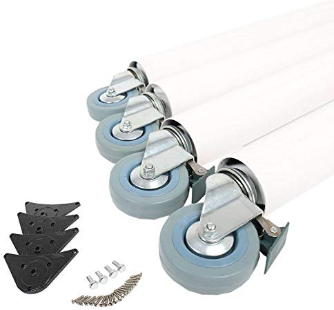 Lot de 4 pieds de table - 710 mm de diamètre - 60 mm - Sur roulettes avec freins - Pieds de table - Tampon de table - Blanc