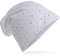 Miobo Jersey Slouch Beanie Long Mütze mit edler Strass Nieten Applikation Unisex Unifarbe Herren Damen Trend,Weiss