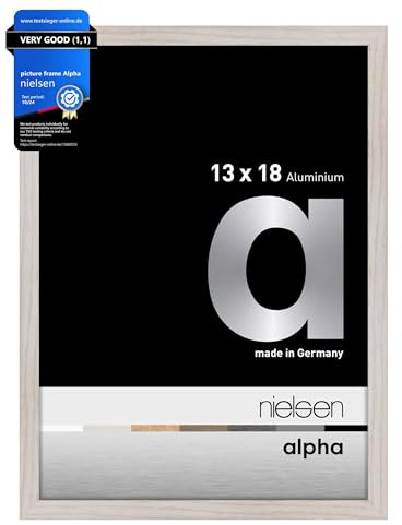 nielsen Alpha Oak White Aluminium Picture Frame - 13x18cm (5x7in) - with Float Glass and Easy Push-Turn Clips - For Photos and Art
