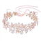 Ammei Rose Gold Wedding Headband Bridal Headpiece Flower Design With Genuine Freshwater Pearls And Ribbons Hair Accessories For Bride