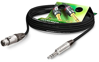 Sommer Cable Mikrofonkabel Stage 22 Highflex XLR female 3-pol Neutrik NC3MXX / Klinke 6,3mm stereo Neutrik NP3X, Schwarz Kabel, Made in Germany by (2,5m)