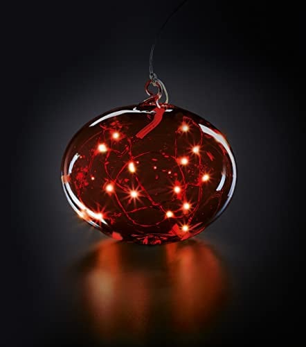 Lumix® Light Ball L Rot kabellose LED Weihnachtsbaum Christbaumkugel mundgeblasen warmweiß inkl. Batteriefach 10cm 1 Stück 76047