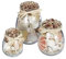 Relaxdays Muschel Deko, 3er Set, echter Muschel-Mix, verschieden große Gläser, maritim, Badezimmer Dekoration, natur, Transparent, Creme
